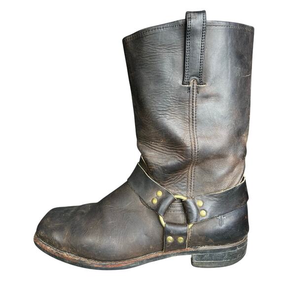 Frye Men’s 12R Brown Leather Harness Boots Size US 13 - Picture 4 of 9